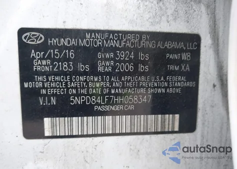 2017 Hyundai Elantra Se z USA, uszkodzony, nr VIN 5NPD84LF7HH058347